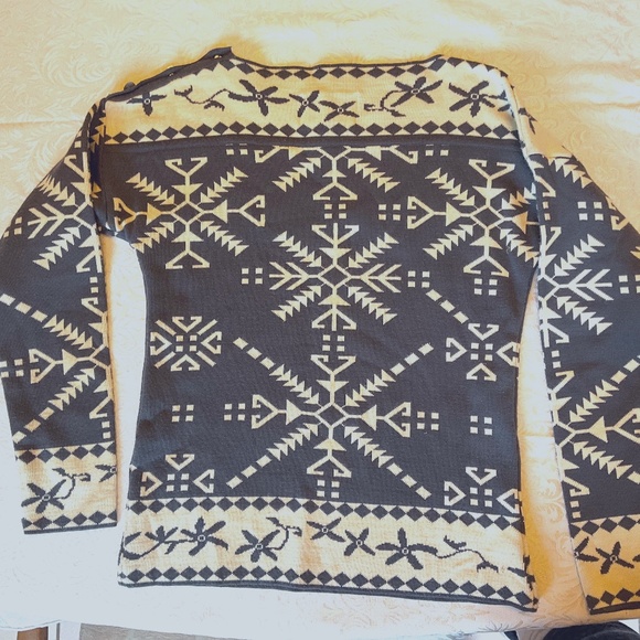 OBERMEYER All-Over Print Cotton Knit Sweater, Men's Size XL cotton black type Vintage Second Hand